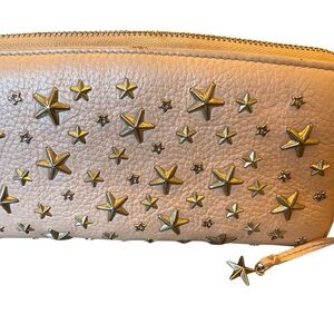 Jimmy Choo blush and silver studded long wallet